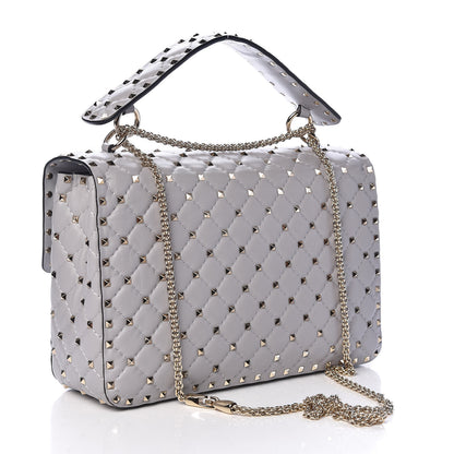 Valentino Garavani Nappa Large Rockstud Spike Shoulder Bag Pastel Grey 3 of 9