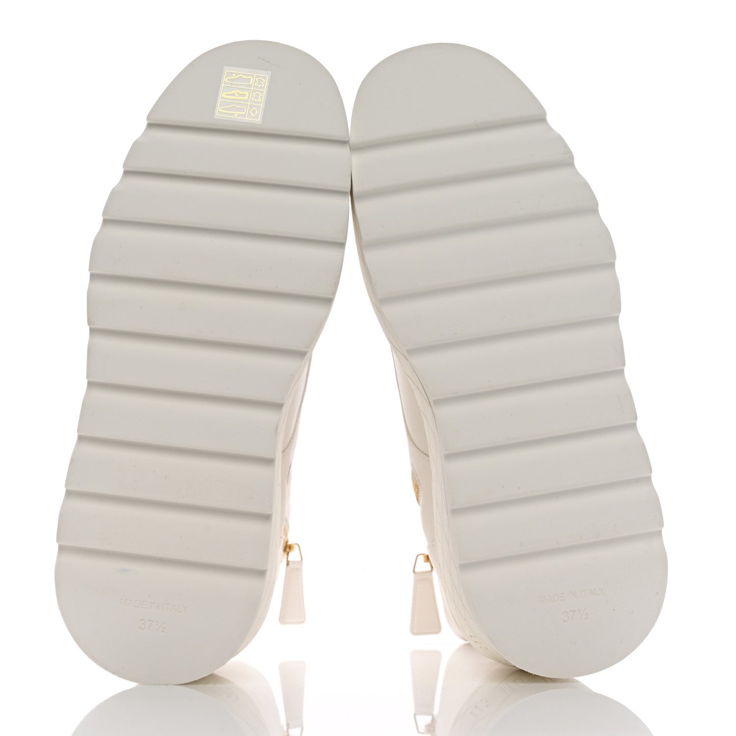 Lambskin Quilted Lace Up Wedge Combat Boots 37.5 White