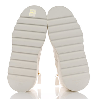 Chanel Lambskin Quilted Lace Up Wedge Combat Boots 37.5 White 4 of 18