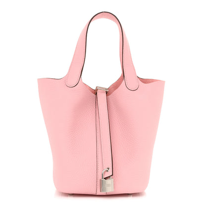 Hermes Taurillon Clemence Picotin Lock 18 PM Rose Sakura 1 of 12