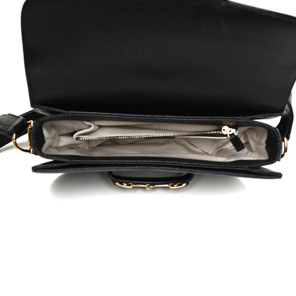 Gucci Jacquard Black Denim GG Monogram Textured Dollar Calfskin Horsebit 1955 Shoulder Bag Black Ivory 5 of 14