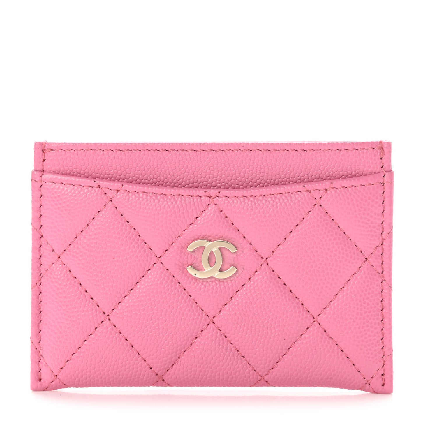 Caviar Quilted Card Holder Pink
