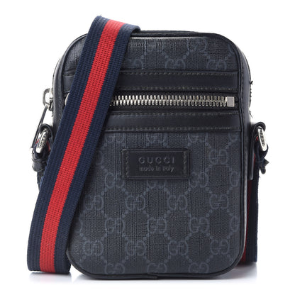 Gucci GG Supreme Monogram Appia Calfskin Web Small Camera Messenger Bag Black Grey 1 of 10