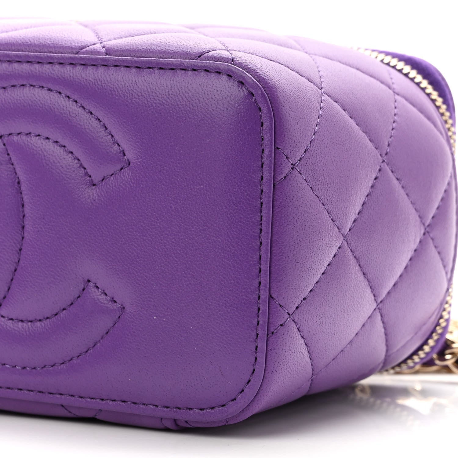 Chanel Lambskin Quilted Small Top Handle Vanity Case With Chain Purple 10 of 11