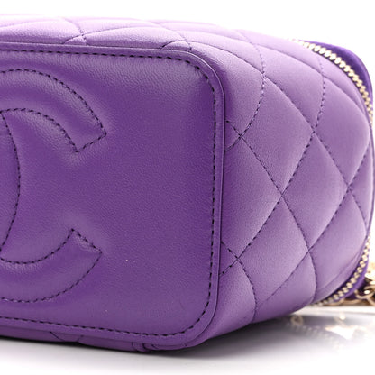Chanel Lambskin Quilted Small Top Handle Vanity Case With Chain Purple 10 of 11