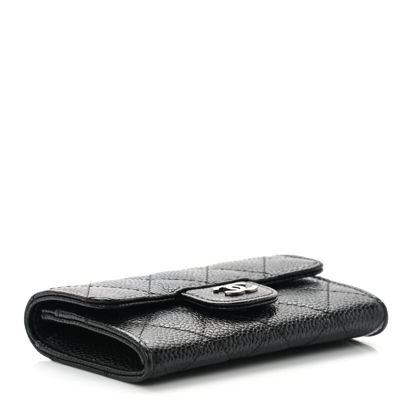 Caviar Quilted Flap Card Holder Black