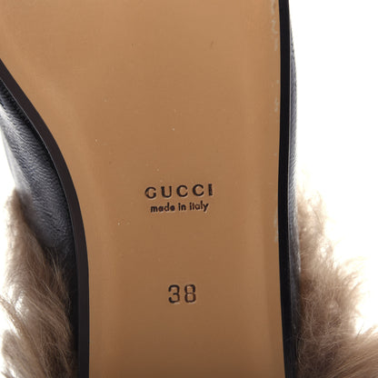 Gucci Patent Fur Womens Princetown Slippers 38 Black Natural 9 of 10