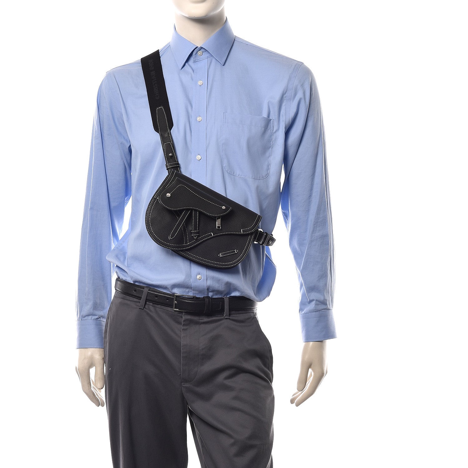 Christian Dior X KAWS Grained Calfskin Saddle Pouch Black 1108773