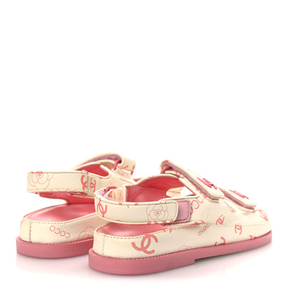 Chanel Lambskin Printed CC Velcro Dad Sandals 37 White Pink 9 of 20