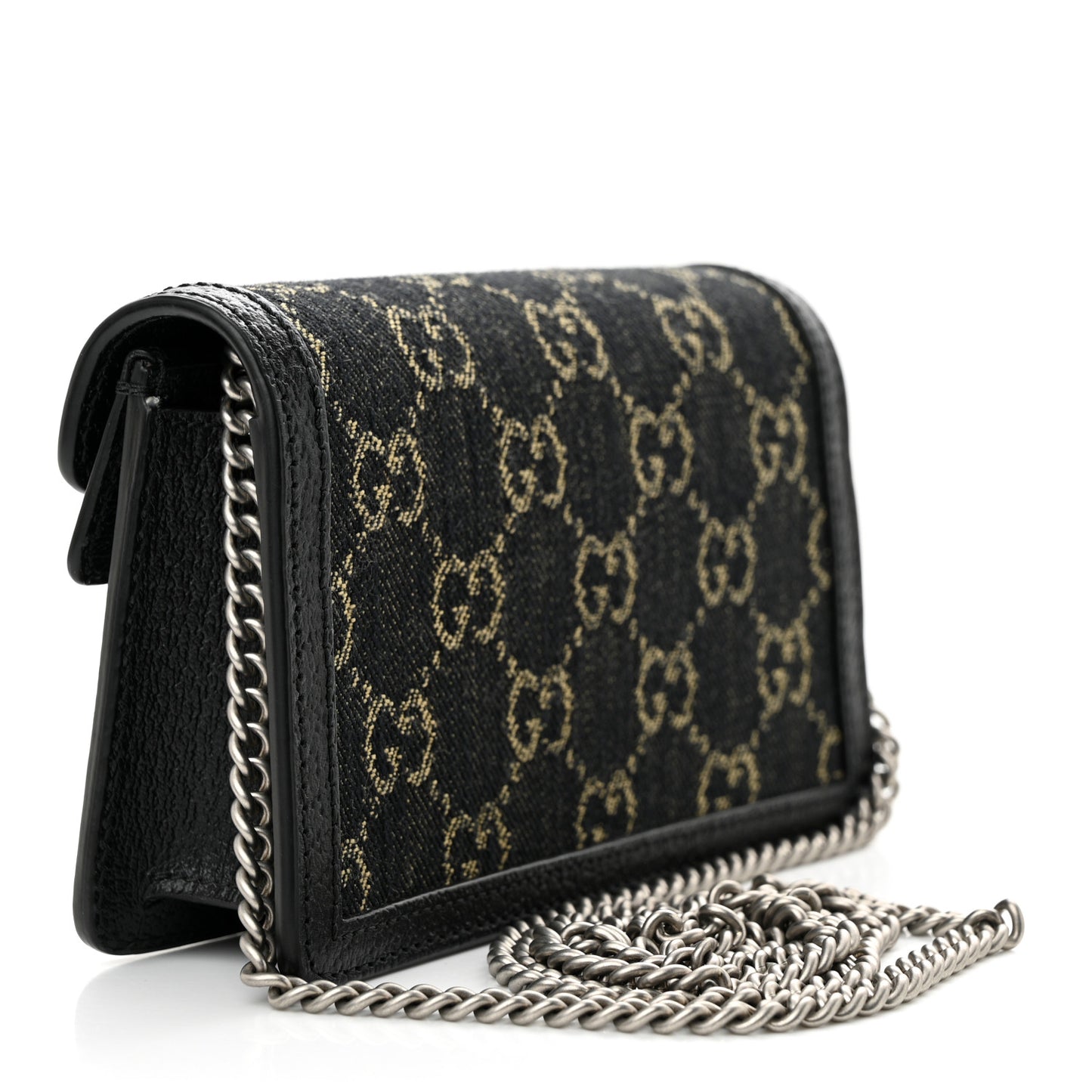 Jacquard Black Denim GG Monogram Super Mini Dionysus Shoulder Bag Black Ivory