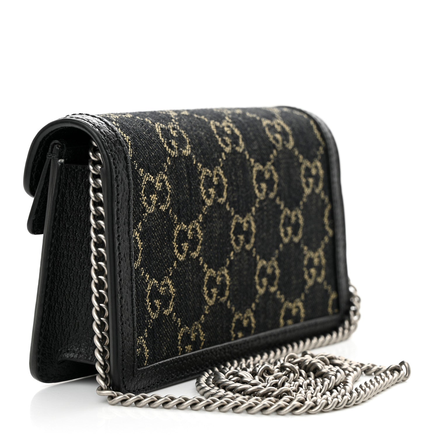 Gucci Jacquard Black Denim GG Monogram Super Mini Dionysus Shoulder Bag Black Ivory 3 of 10