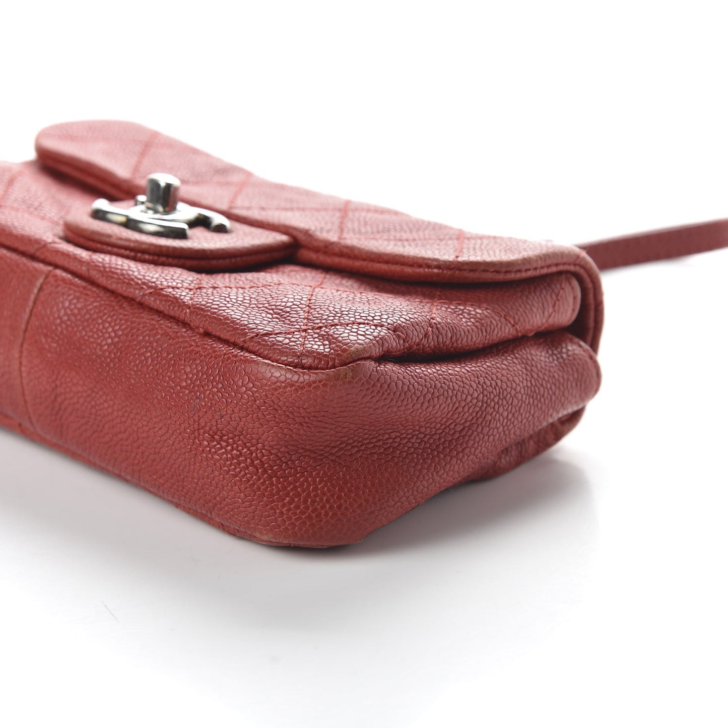 Caviar Quilted Mini Simply CC Flap Red