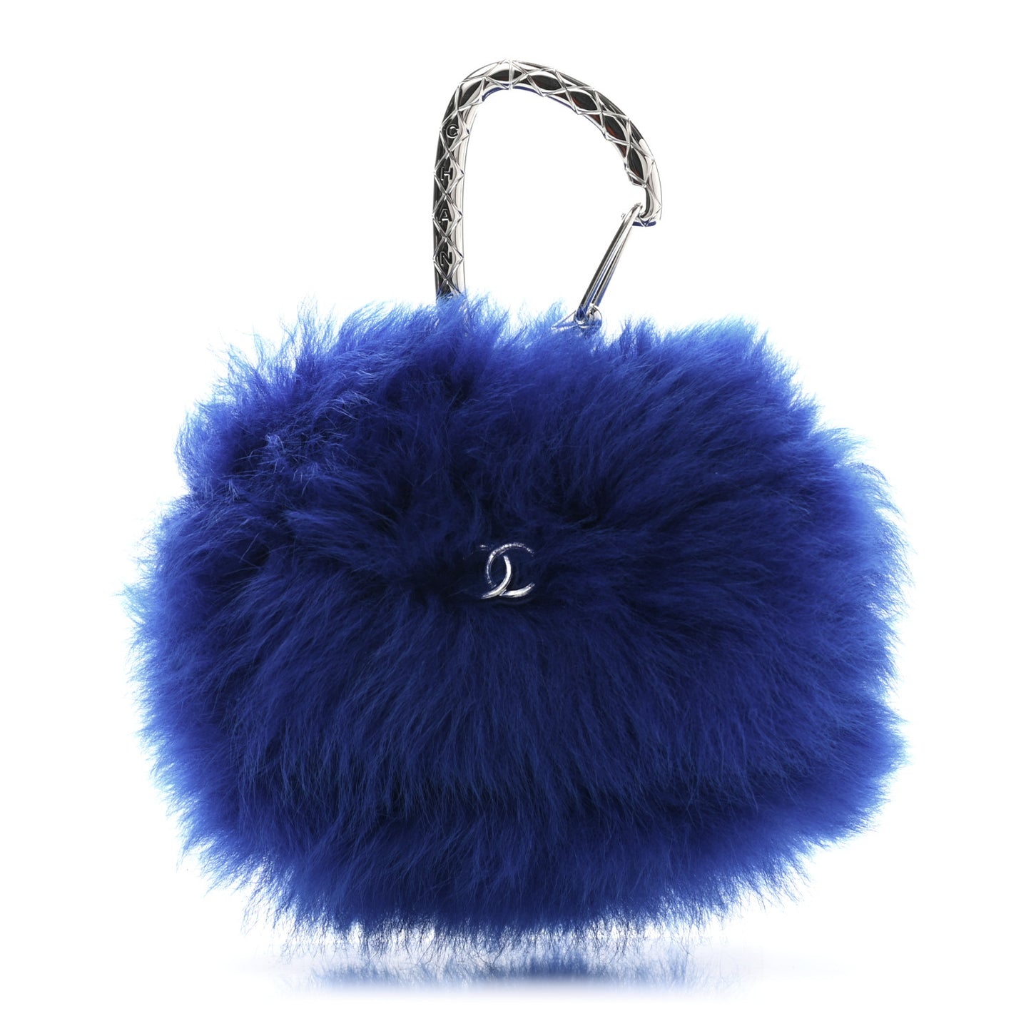 Shearling Lambskin CC Hook Card Holder Blue