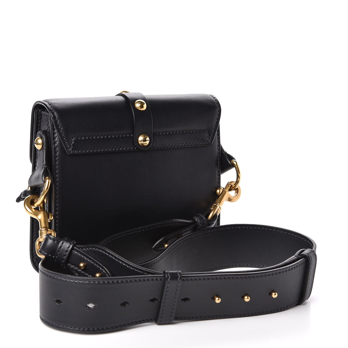 Calfskin Studded Square Dioraddict Flap Black