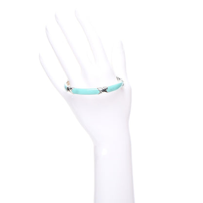 Tiffany Enamel Sterling Silver Signature X Bangle Turquoise 2 of 4