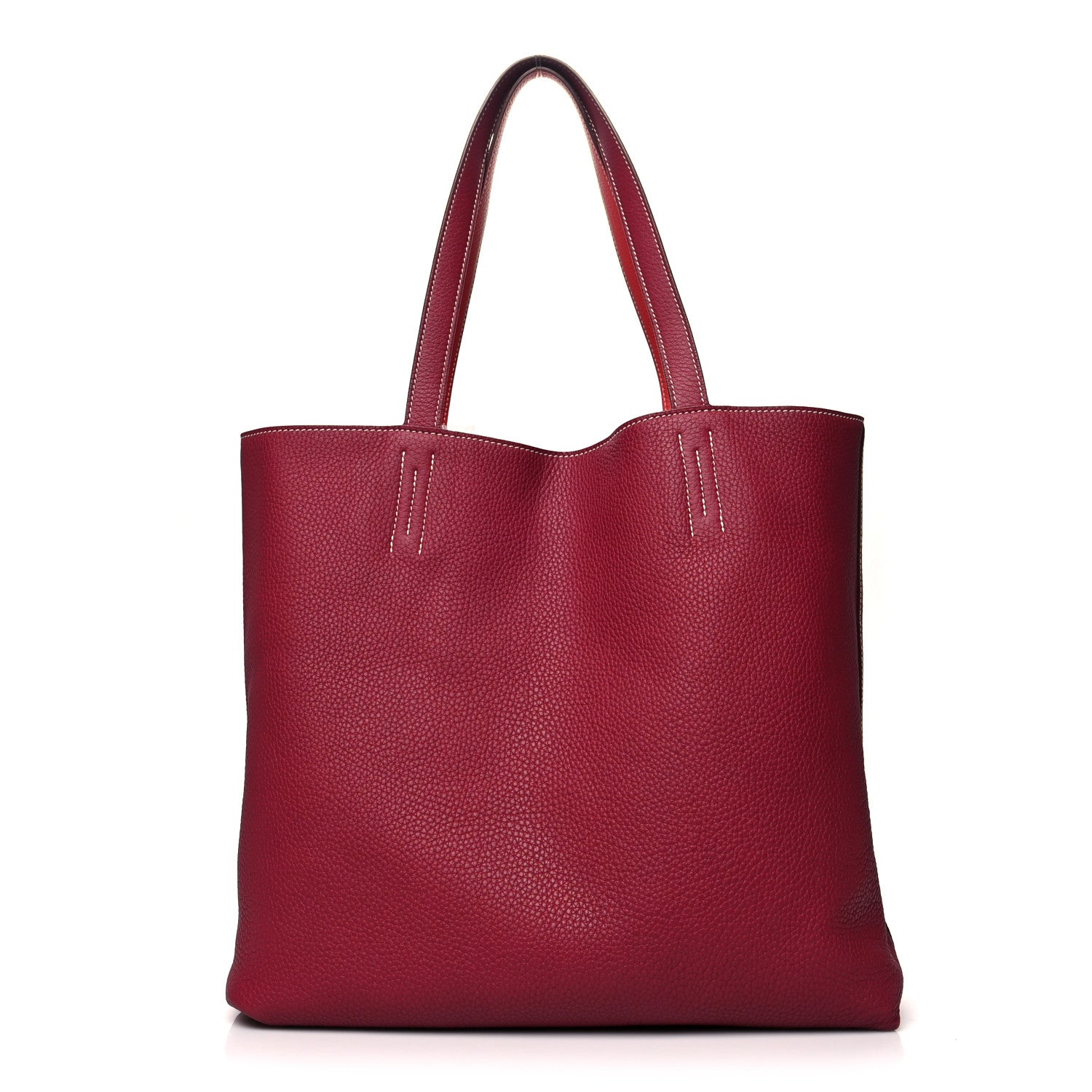 Hermes Taurillon Clemence Double Sens 36 Reversible Tote Rubis Rose Jaipur 10 of 16