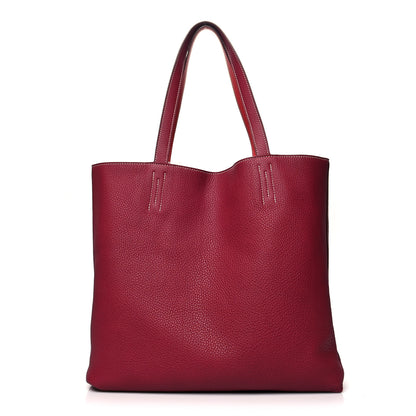 Hermes Taurillon Clemence Double Sens 36 Reversible Tote Rubis Rose Jaipur 10 of 16