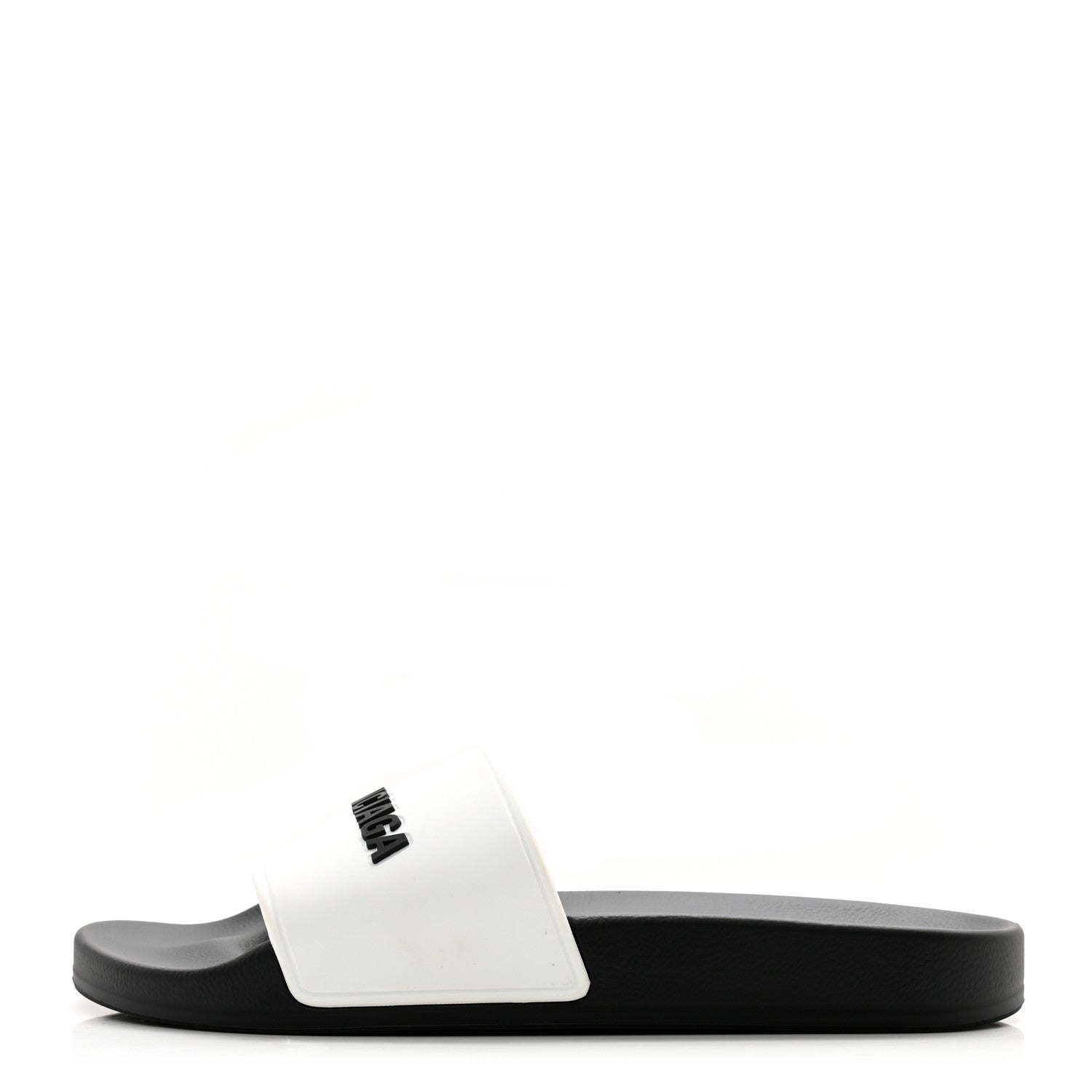 Balenciaga Rubber Womens Logo Pool Slide Sandals 38 Black White 1 of 7