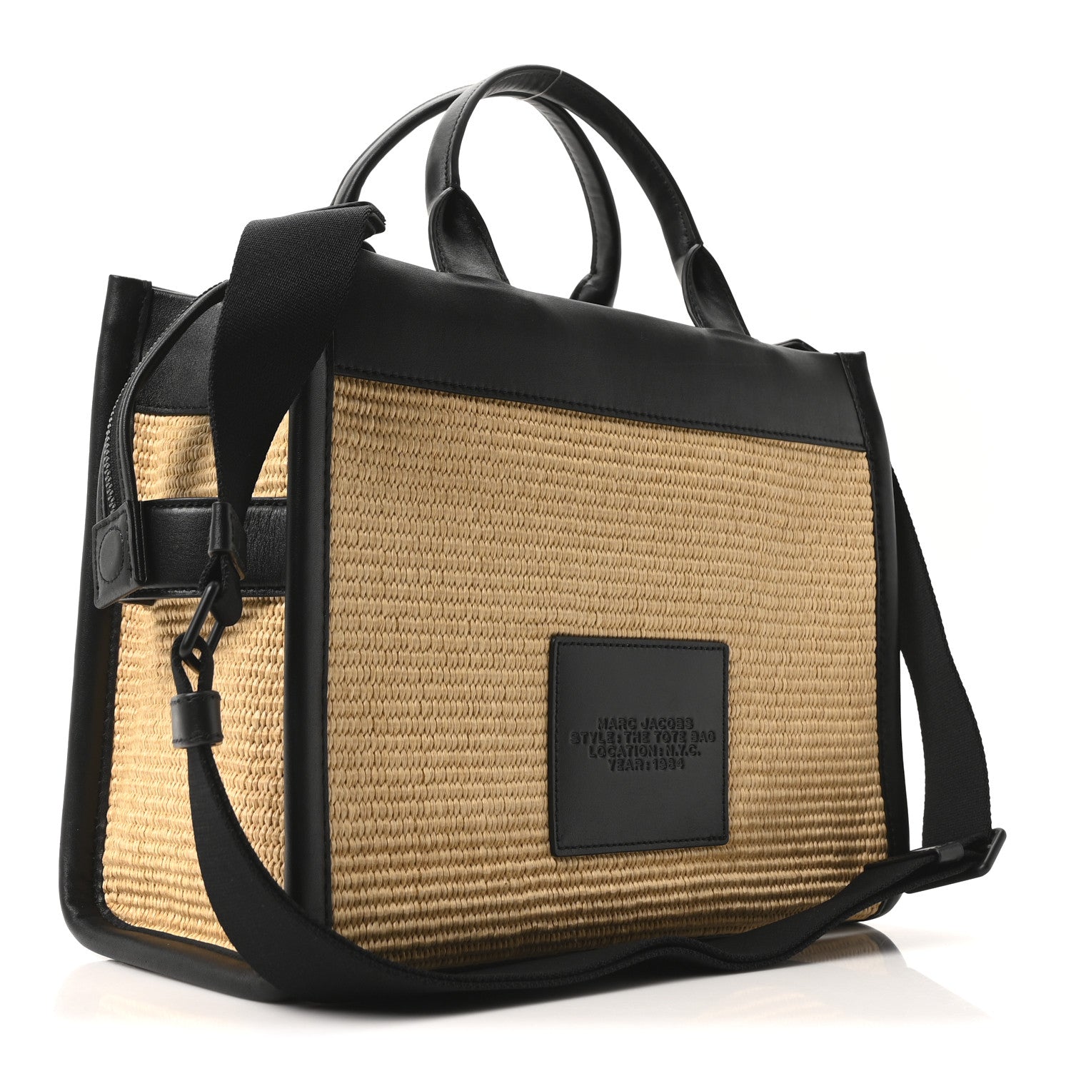 Marc Jacobs Calfskin Woven Straw Medium The Tote Bag Natural 3 of 9