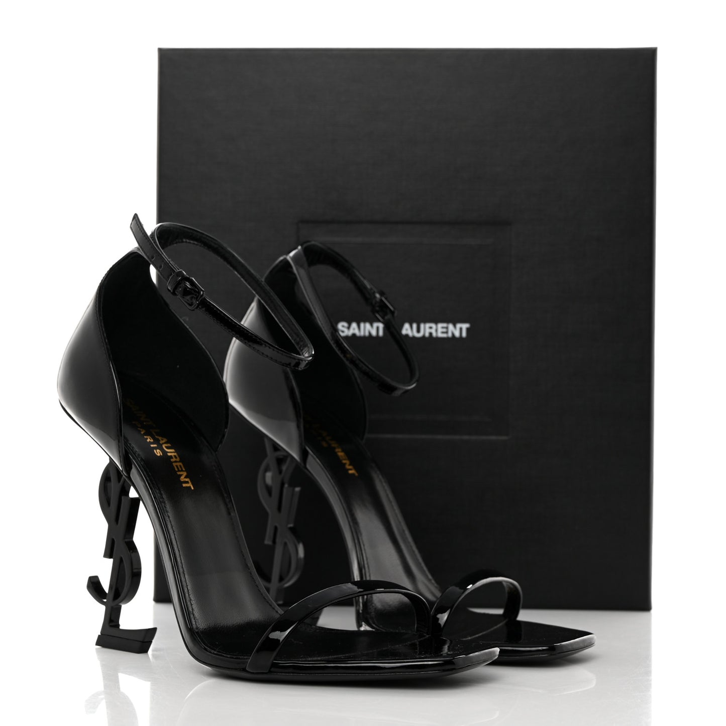 Patent Calfskin Opyum 110 Sandals 38.5 Black