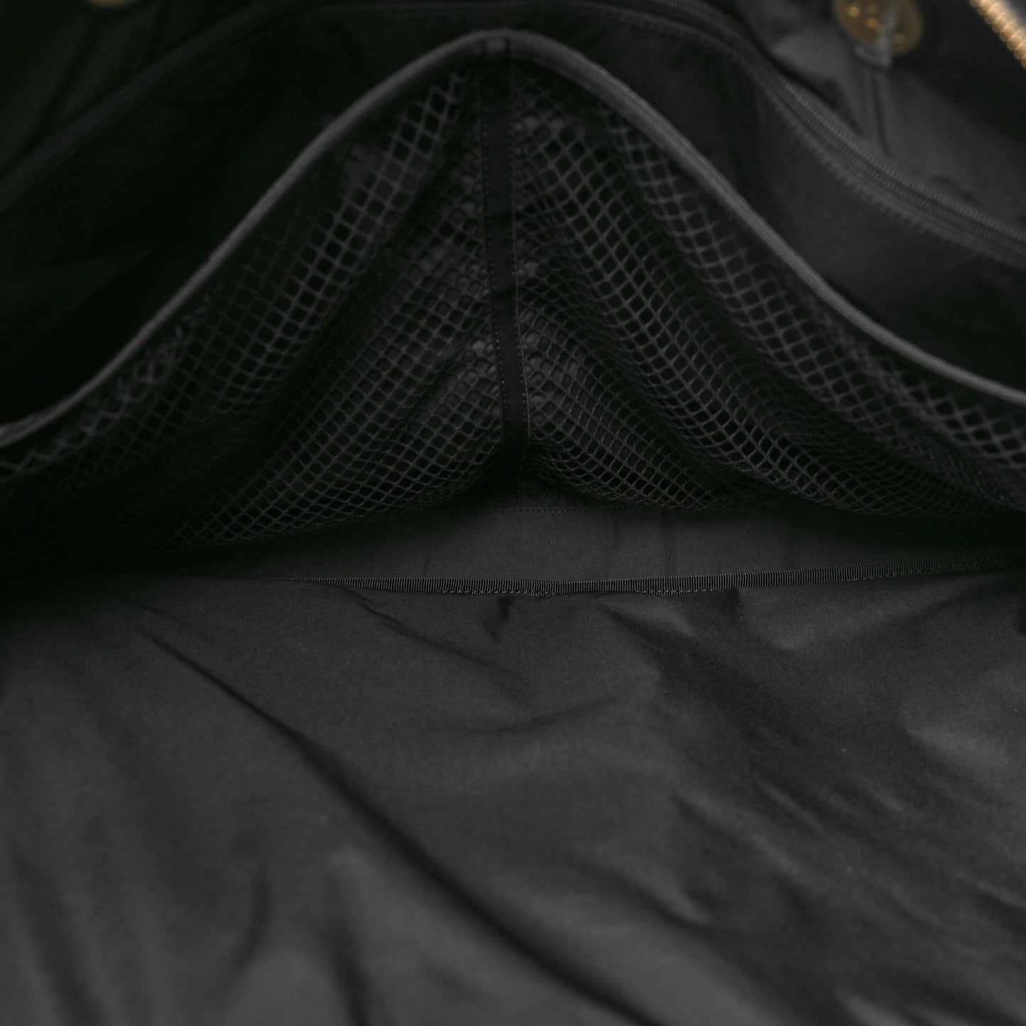 Shiny Grained Calfskin Quilted Large Travel Bowling Bag Black