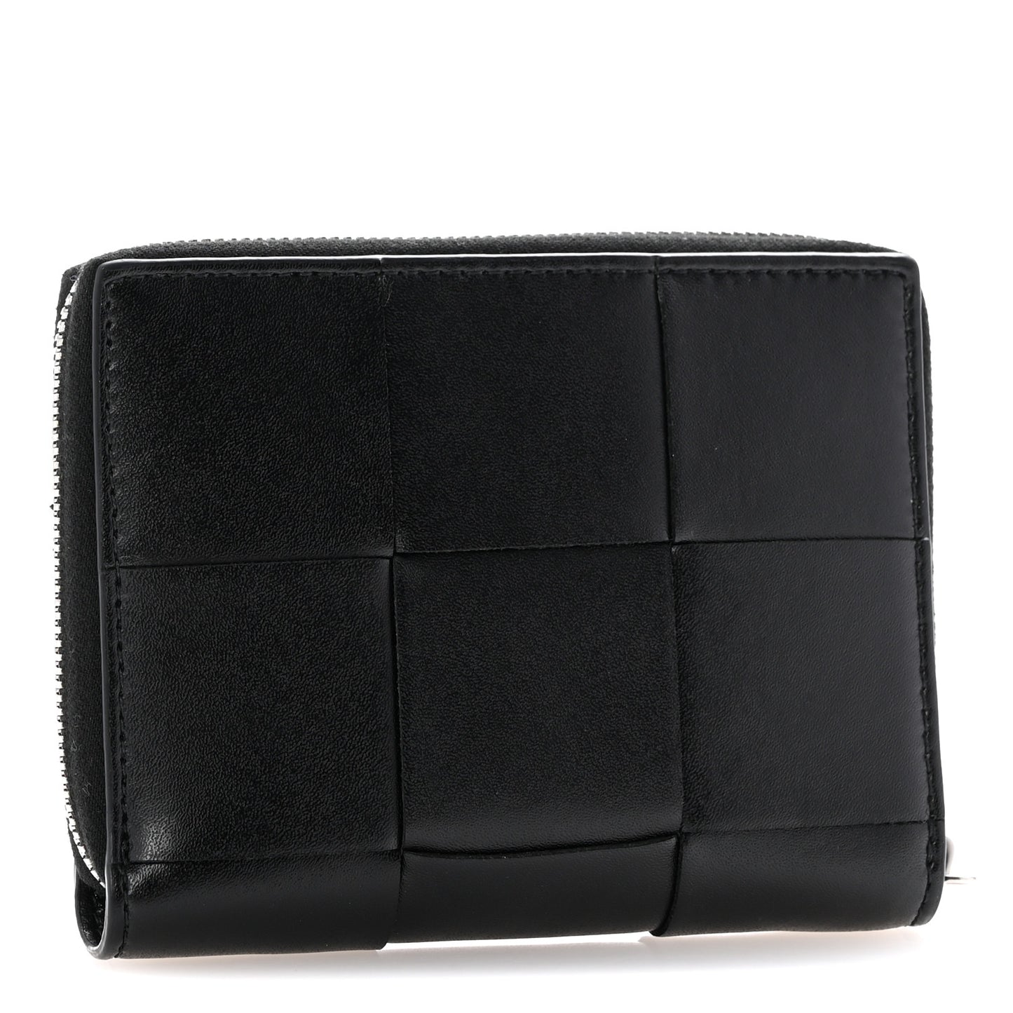 Calfskin Maxi Intreccio Zip Around Wallet Black