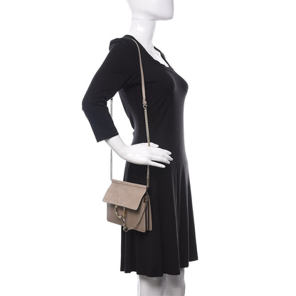 Chloe Calfskin Suede Mini Chain Faye Shoulder Bag Motty Grey 2 of 9