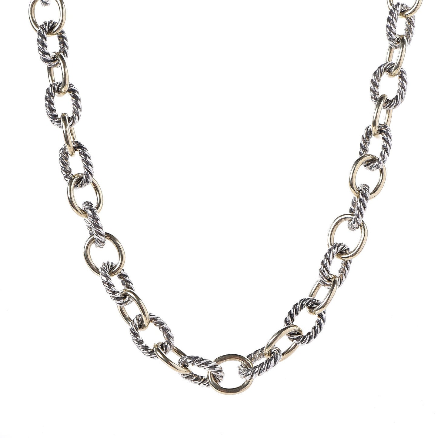 Sterling Silver 18K Yellow Gold 10mm Medium Oval Link Necklace