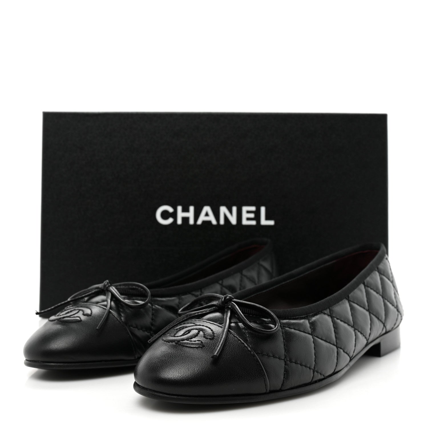Chanel Aged Calfskin Quilted Cap Toe Ballerina Flats 36.5 Black 9 of 9