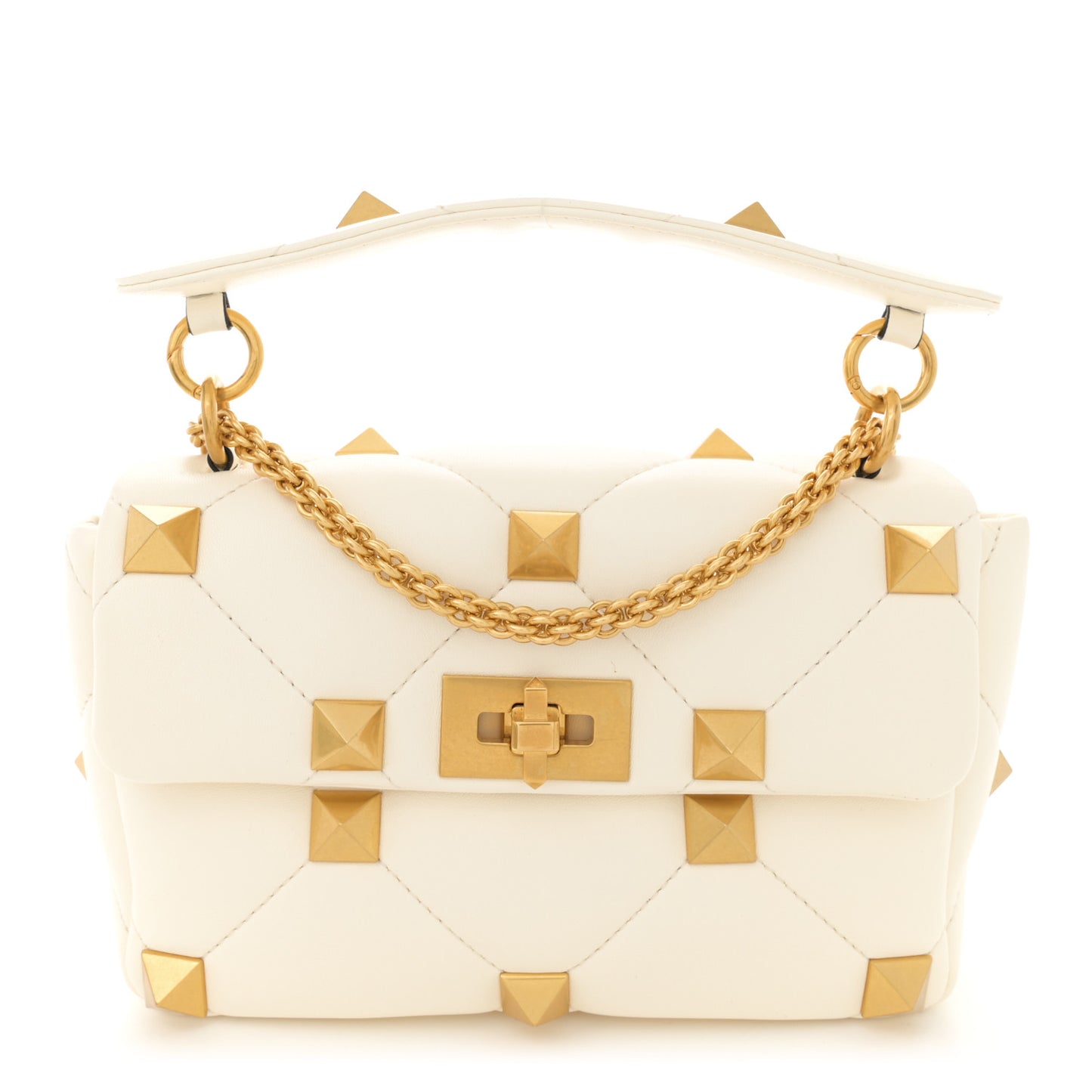 Nappa Medium Roman Stud Shoulder Bag Ivory