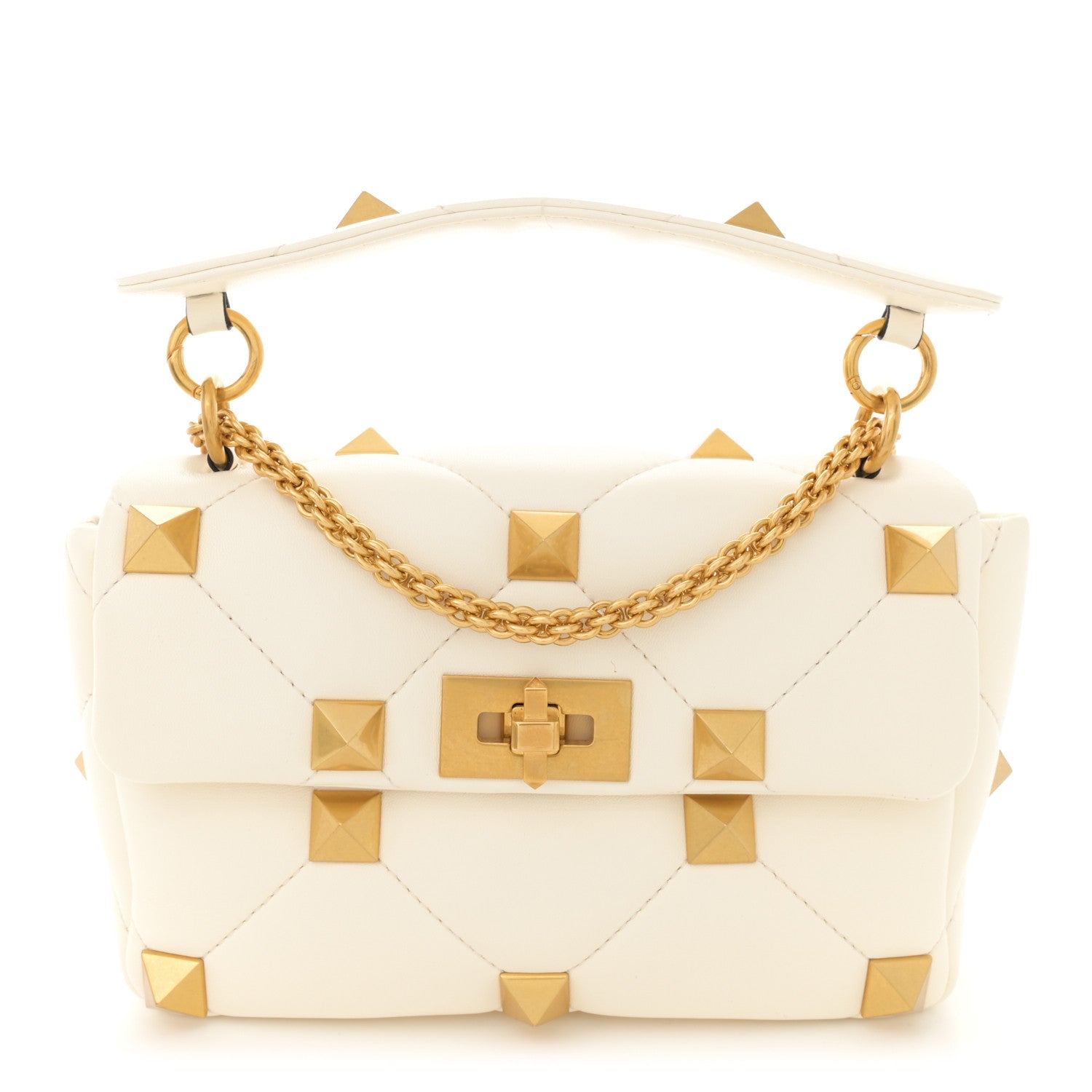 Valentino Garavani Nappa Medium Roman Stud Shoulder Bag Ivory 1 of 10