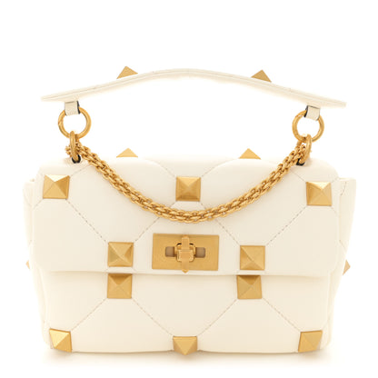 Valentino Garavani Nappa Medium Roman Stud Shoulder Bag Ivory 1 of 10