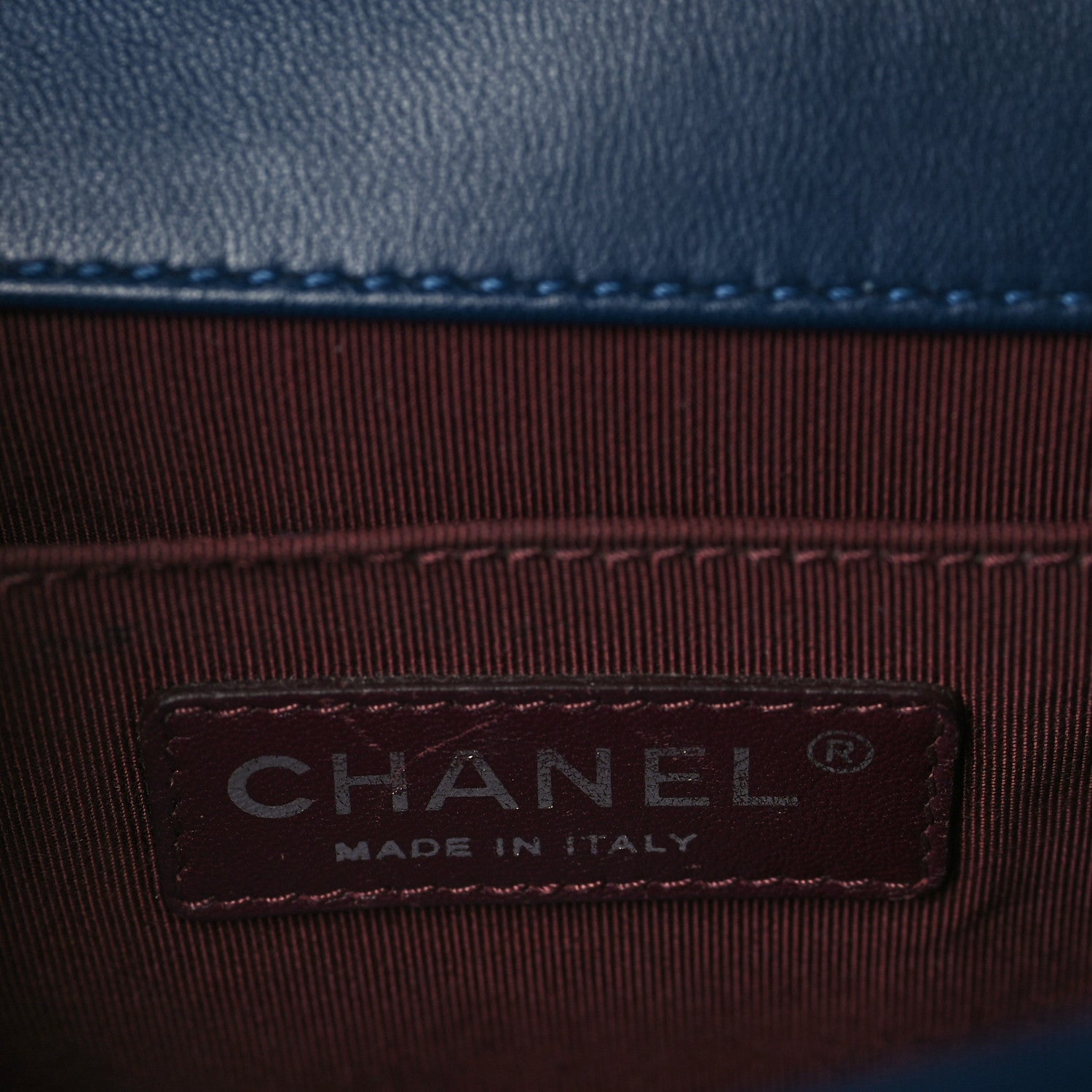 Chanel Wrinkled Lambskin Chevron Quilted Medium Boy Flap Navy 6 of 9