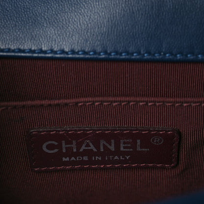 Chanel Wrinkled Lambskin Chevron Quilted Medium Boy Flap Navy 6 of 9