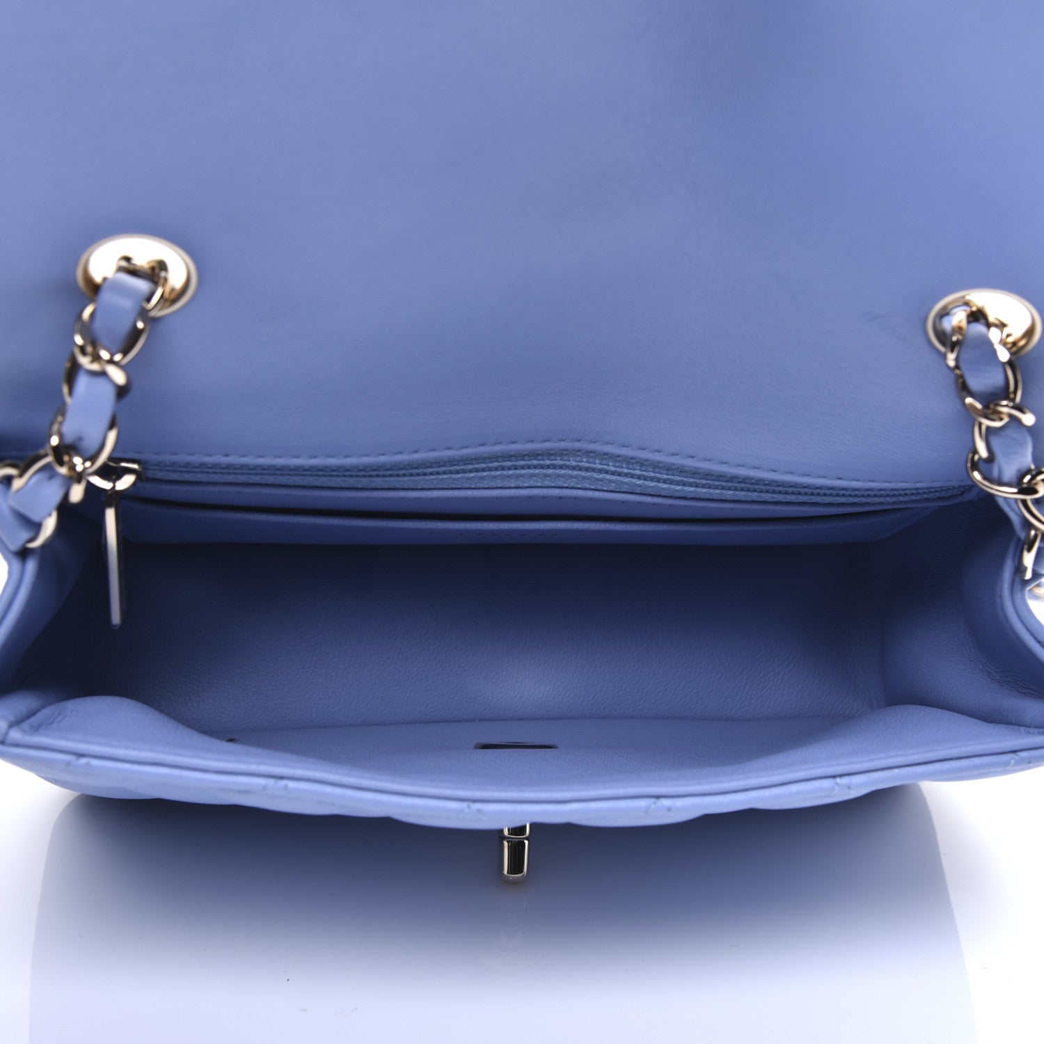 Chanel Lambskin Quilted Mini Rectangular Flap Light Blue 5 of 13