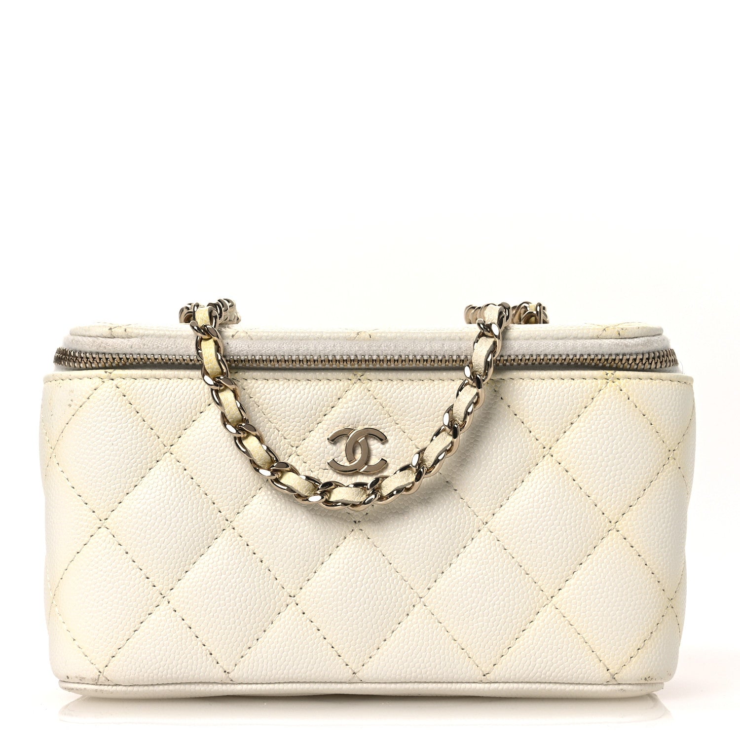 Chanel Caviar Quilted Small Vanity Case With Chain White 1 of 15