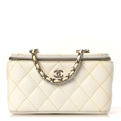 Chanel Caviar Quilted Small Vanity Case With Chain White 1 of 15