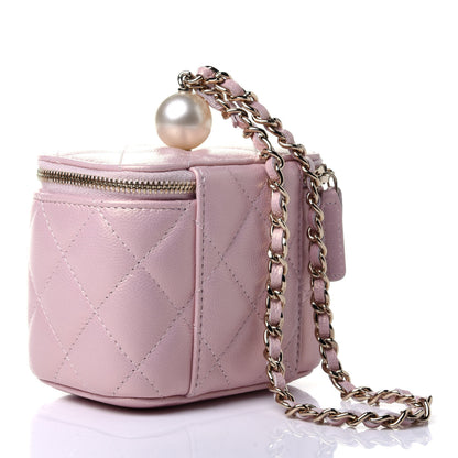 Chanel Iridescent Caviar Quilted Pearl Mini Vanity Case With Chain Light Pink 2 of 4