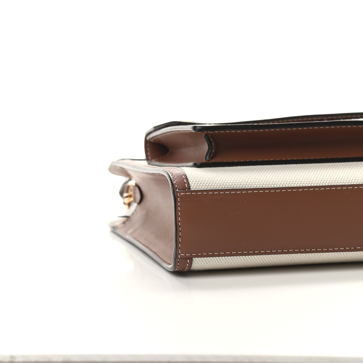 Burberry Canvas Smooth Calfskin Two Tone Mini Pocket Bag Natural Malt Brown 7 of 8