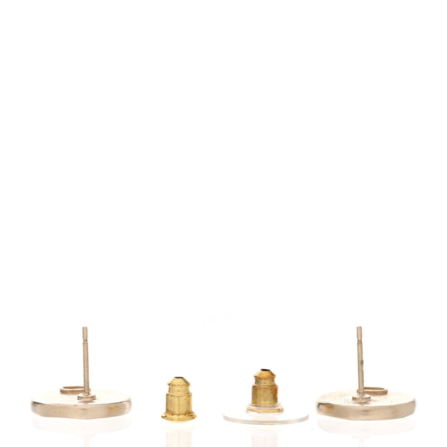 Metal Round CC Earrings Gold