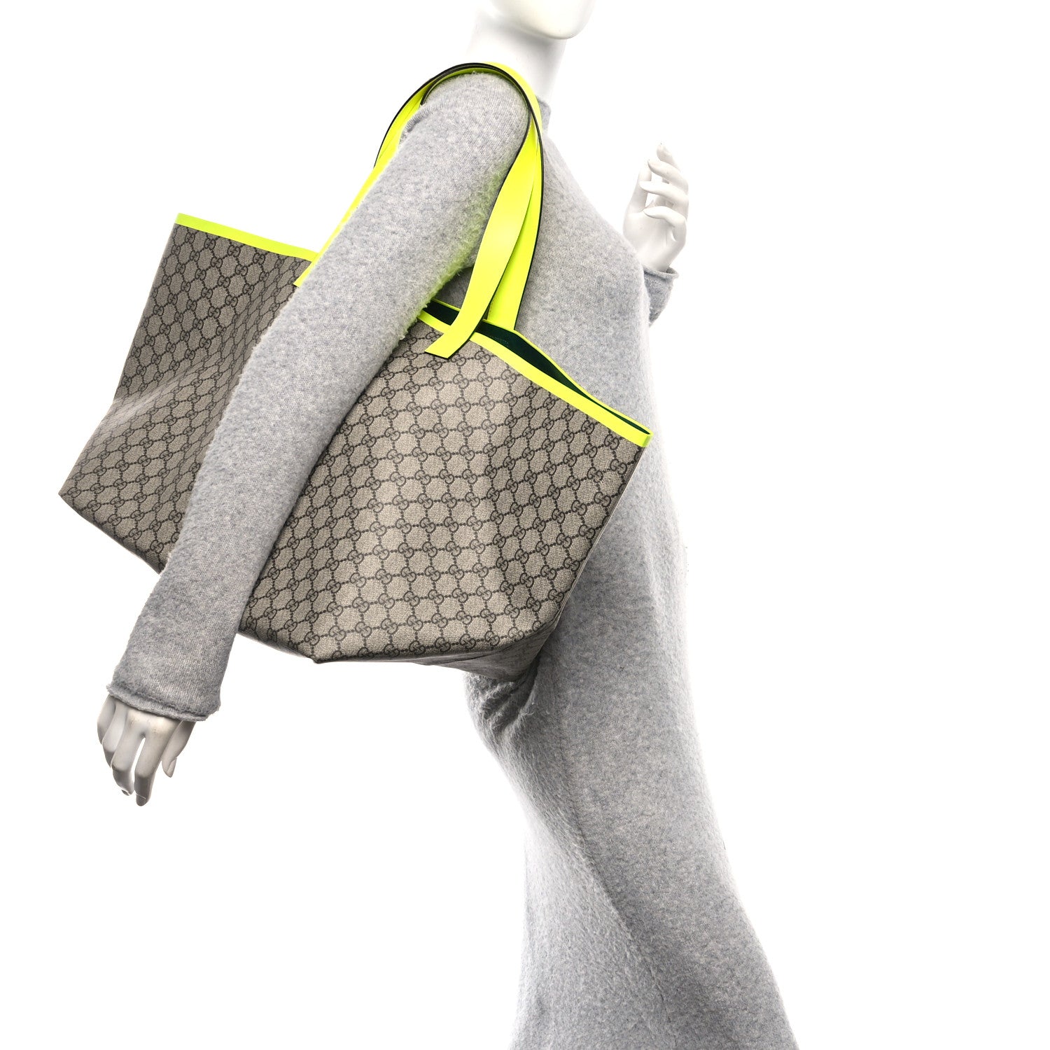 Gucci GG Supreme Monogram Totissima Shopping Tote Ebony Beige Yellow 2 of 10