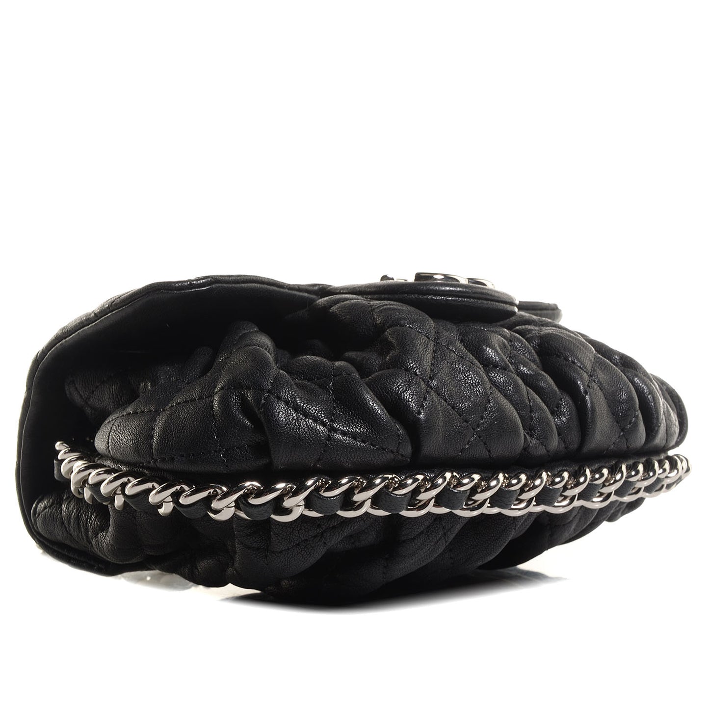 Crumpled Lambskin Mini Chain Around Messenger Black