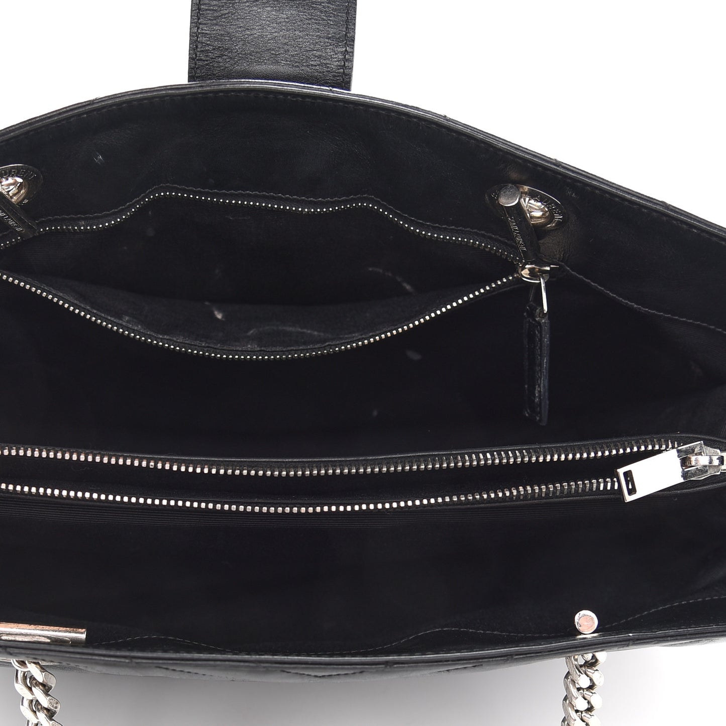 Smooth Calfskin Matelasse Chevron Monogram Shopping Bag Black