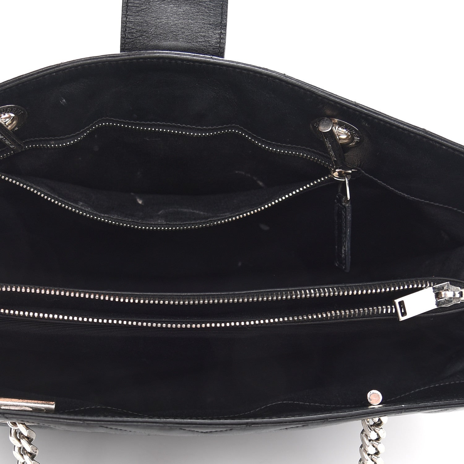Saint Laurent Smooth Calfskin Matelasse Chevron Monogram Shopping Bag Black 5 of 13