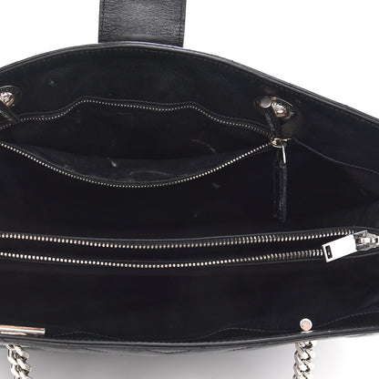 Saint Laurent Smooth Calfskin Matelasse Chevron Monogram Shopping Bag Black 5 of 13