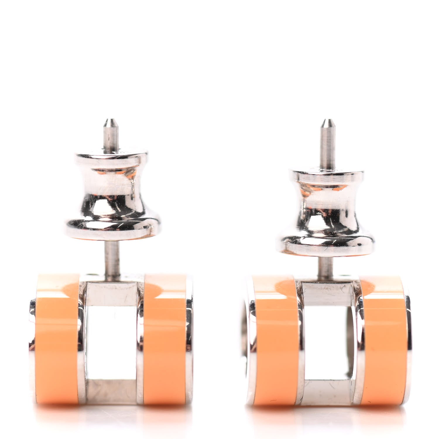 Hermes Palladium Lacquered Pop H Earrings Orange 4 of 4