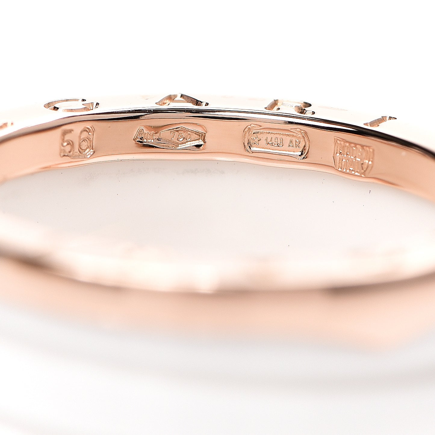 18K Rose Gold White Ceramic B.Zero1 Four-Band Ring 56 7.5