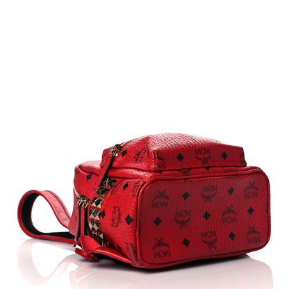 MCM Visetos Side Stud Mini Stark Backpack Ruby Red 3 of 9