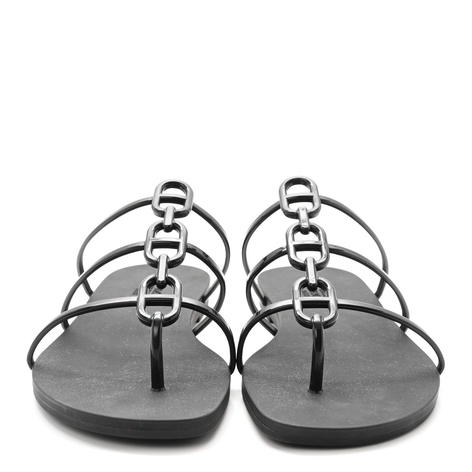 Hermes Rubber Womens Mykonos Sandals 38 Black 1887488 – FASHIONPHILE