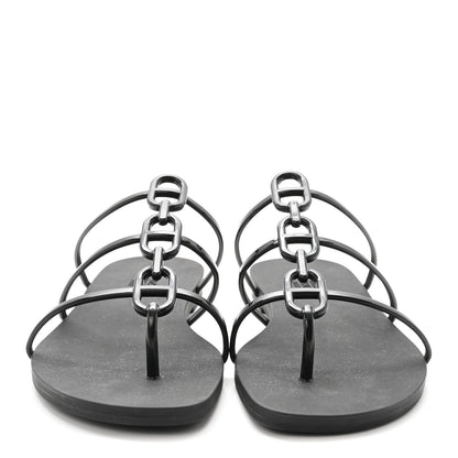 Hermes Rubber Womens Mykonos Sandals 38 Black 3 of 8